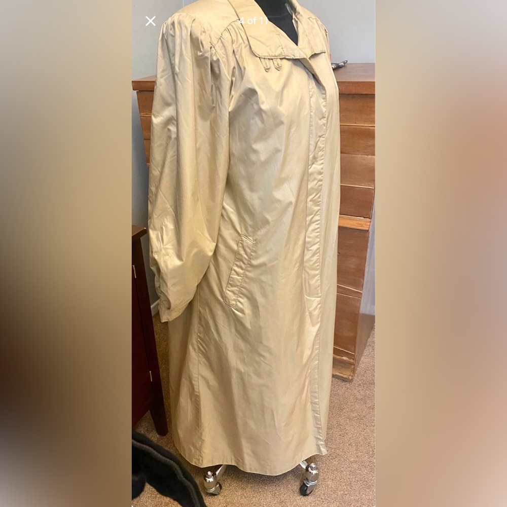 Vintage 1980s Classic Womens Long Raincoat Trench Coat - Picture 4 of 10